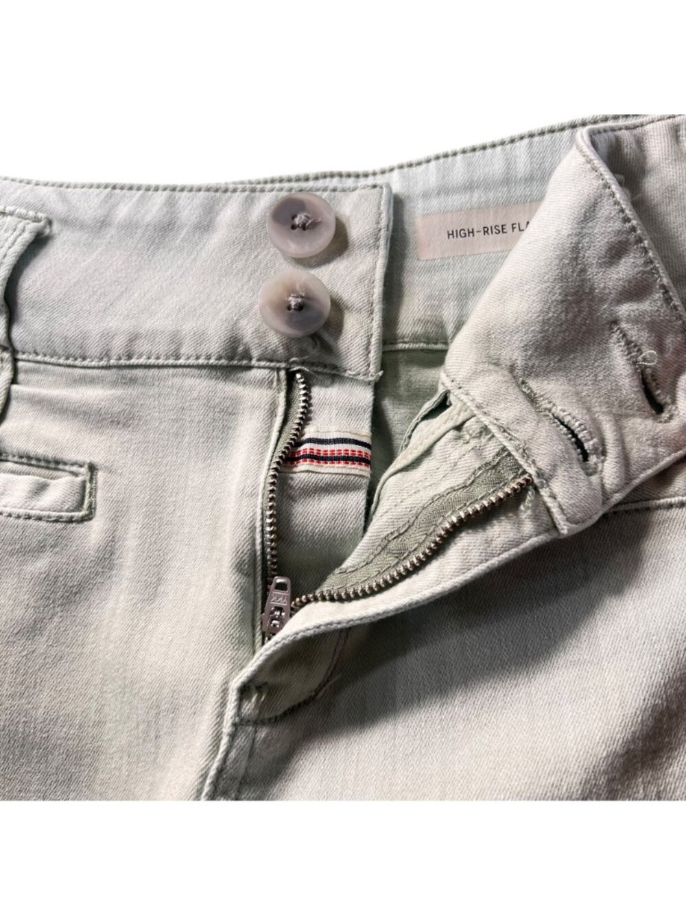 Anthropologie Pilcro and LetterPress High Rise Flare Cropped Jeans 29 Green Tabs - Picture 9 of 16